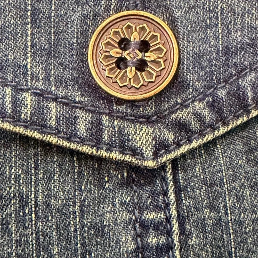 BOHO Alfred Dunner Boho Embroidered Denim Shacket Y2K Festival Size 12